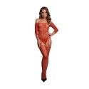 Zmysłowe Bodystocking z Brokatem i Odkrytymi Ramionami - Czerwono-Złote