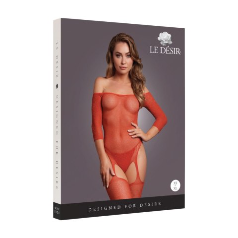 Zmysłowe Bodystocking z Brokatem i Odkrytymi Ramionami - Czerwono-Złote