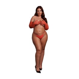 Czerwone, Połyskujące Rękawiczki Operowe Plus Size ze Złotym Brokatem
