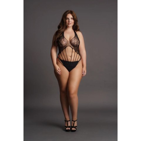 Uwodzicielskie Koronkowe Body Teddy z Paskami Plus Size