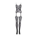 Zmysłowy Bodystocking z Cyrkoniami i Paskami do Pończoch – Uniwersalny Rozmiar