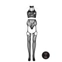 Elegancki dwuczęściowy komplet z golfem typu halter i figami z pończochami – One Size, Czarny