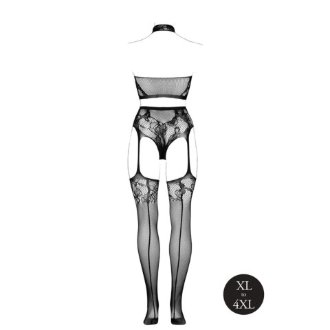 Elegancki Komplet Dwuczęściowy z Topem Halter i Zintegrowanymi Pończochami – OSX Black
