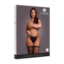 Połyskujące Pończochy Samonośne Plus Size – Czerń ze Złotym Brokatem