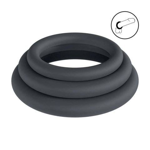 Elegancki zestaw silikonowych pierścieni erekcyjnych (3 sztuki) - XS/S/M - Czarny