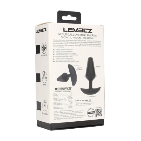 Klasyczny wibrujący plug analny z silikonu – rozmiar M, czarny