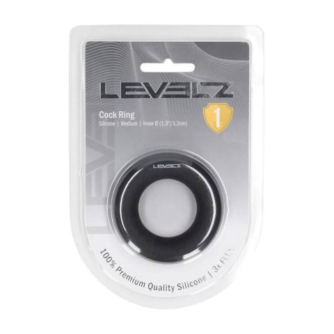 Pierścień Erekcyjny LEVELZ z Silikonu Premium – Rozmiar M, Czarny