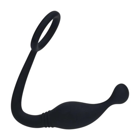 Elegancki silikonowy pierścień erekcyjny z masażerem prostaty - M, czarny