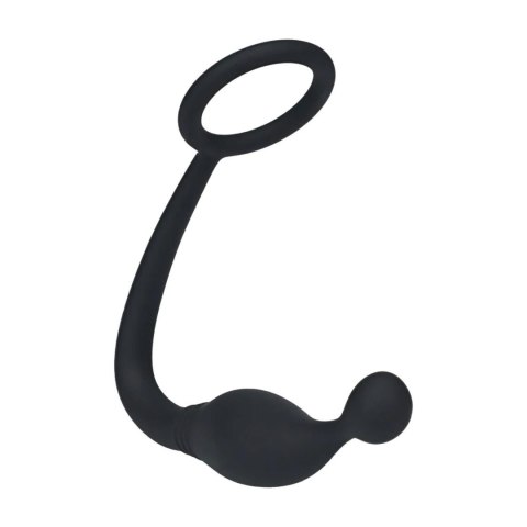 Silikonowy pierścień erekcyjny ze stymulatorem prostaty – rozmiar S, czarny
