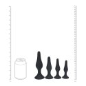Zestaw smukłych silikonowych korków analnych LEVELZ – S, M, L, XL – czarny