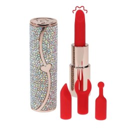 Iryzujący Wibrator-Szminka Sparkle z 4 Końcówkami