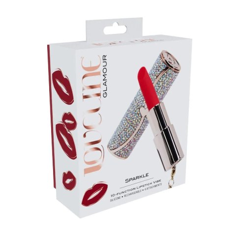 Iryzujący Wibrator-Szminka Sparkle z 4 Końcówkami
