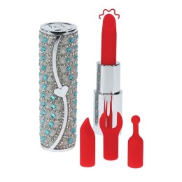 Tiffany - Elegancki Wibrator-Szminka z Czterema Końcówkami - Niebieski