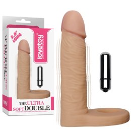 Aksamitny, Podwójnie Wibrujący Dildo Analny z Pierścieniami Stymulującymi - 14.7 cm