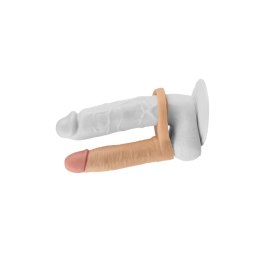 Aksamitny, Podwójnie Wibrujący Dildo Analny z Pierścieniami Stymulującymi - 14.7 cm