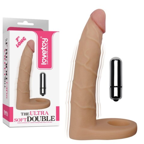 Aksamitnie Miękki, Podwójnie Wibrujący Dildo Analny z Pierścieniem Erekcyjnym