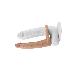 Aksamitnie Miękki, Podwójnie Wibrujący Dildo Analny z Pierścieniem Erekcyjnym