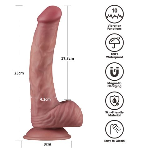 Wibrujący, Realistyczny Fallus o Podwójnej Gęstości 22,8 cm