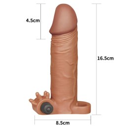 Pleasure X-Tender – Wibrująca Przedłużka na Penisa, Brązowa (5 cm dodatkowej długości)