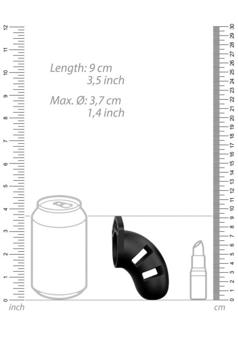 Silikonowa Klatka Cnoty dla Penisa Model 20 - 3.5 cala - Czarna