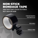 Zmysłowa Taśma PVC Non-Stick do Bondage - 20 m - Czarna