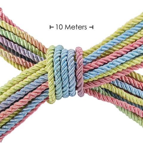 Zmysłowa Lina Bondage z Poliestru – 10 m – Pastelowy Mix Kolorów