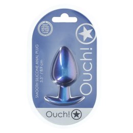 Luksusowy Gładki Plug Analny z Silikonu – Duży – 8,9 cm – Metaliczny Błękit
