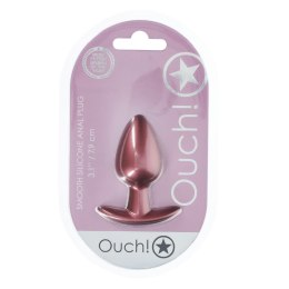 Jedwabisty Silikonowy Korek Analny Ouch! - Rozmiar M - Różowe Złoto