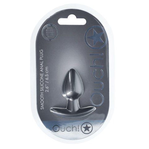 Gładki silikonowy korek analny Ouch! – mały (6,5 cm) w kolorze gunmetal