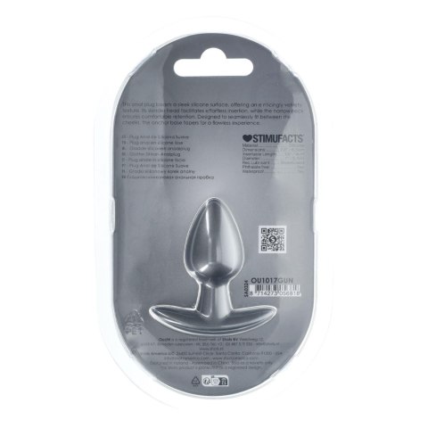 Gładki silikonowy korek analny Ouch! – mały (6,5 cm) w kolorze gunmetal