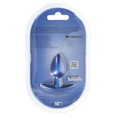 Gładki silikonowy korek analny Ouch! - Mały (6,5 cm) - Metaliczny Błękit
