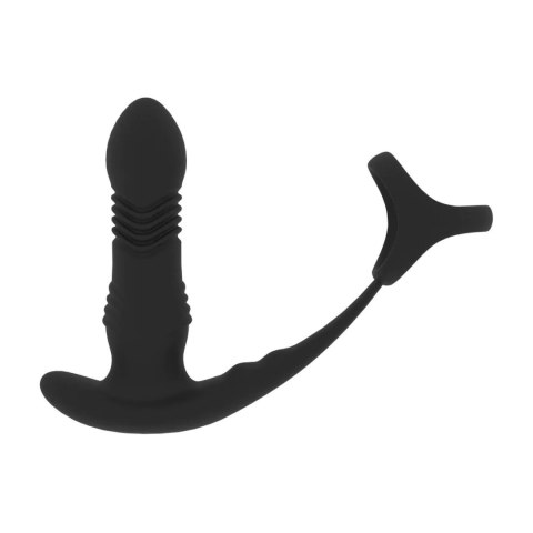 Masażer Prostaty z Funkcją Pulsacji i Wibracji oraz Potrójnym Pierścieniem Erektowym - Czarny