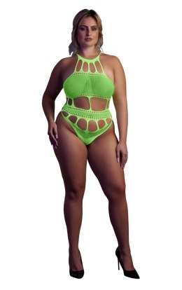 Body z Greckim Dekoltem - Neonowa Zieleń - XL/XXXXL