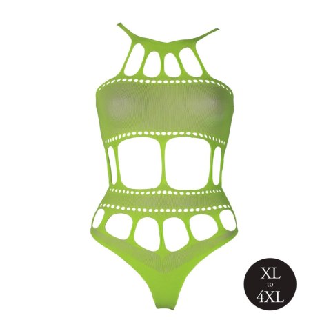 Body z Greckim Dekoltem - Neonowa Zieleń - XL/XXXXL