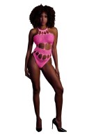 Body z greckim dekoltem - neonowy róż - XS/XL