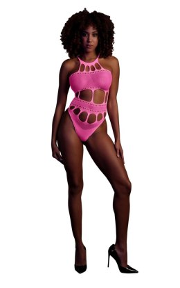 Body z greckim dekoltem - neonowy róż - XS/XL