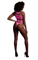 Body z greckim dekoltem - neonowy róż - XS/XL