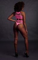 Body z greckim dekoltem - neonowy róż - XS/XL