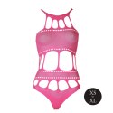 Body z greckim dekoltem - neonowy róż - XS/XL