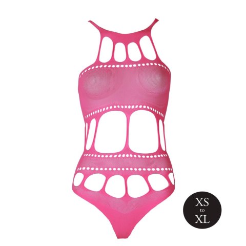 Body z greckim dekoltem - neonowy róż - XS/XL