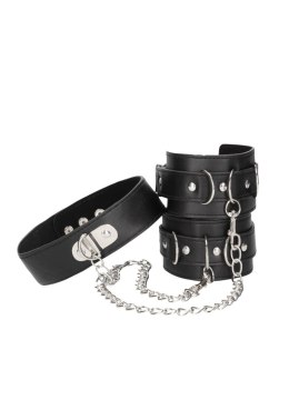 Skórzana obroża z kajdankami Bonded Leather Ouch!