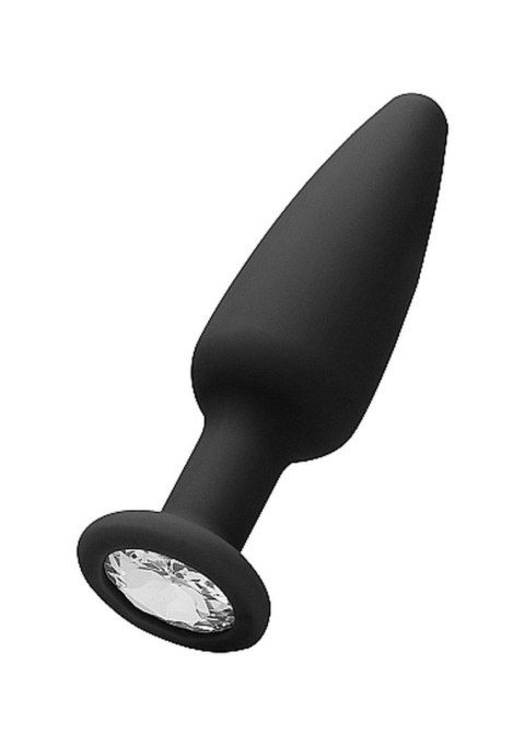 Elegancki Stożkowy Plug Analny z Diamentem - Czarny