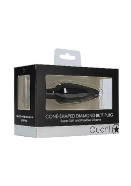 Elegancki Stożkowy Plug Analny z Diamentem - Czarny