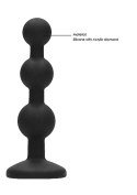 Luksusowy silikonowy korek analny z koralikami i diamentową ozdobą – Czarny