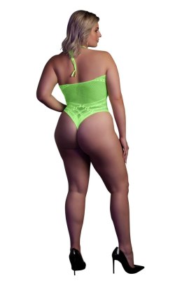 Zmysłowe body z dekoltem halter – Neonowa Zieleń – XL/XXXXL