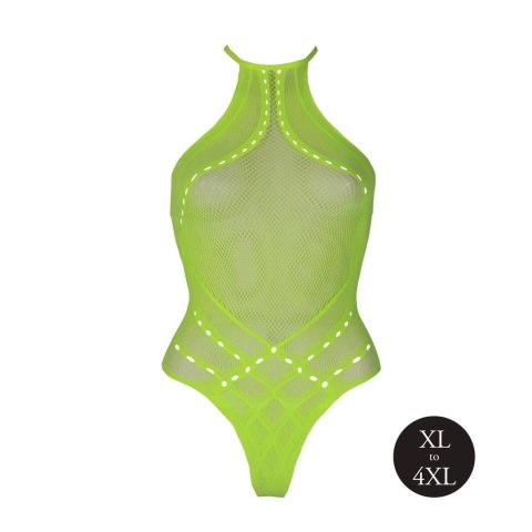 Zmysłowe body z dekoltem halter – Neonowa Zieleń – XL/XXXXL