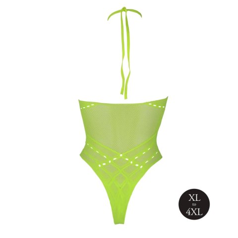Zmysłowe body z dekoltem halter – Neonowa Zieleń – XL/XXXXL