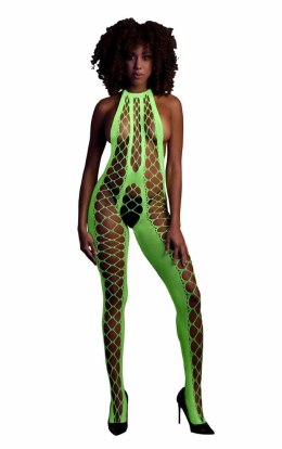Bodystocking z dekoltem typu halter - Zielony - XS/XL