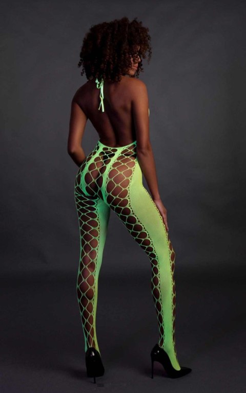Bodystocking z dekoltem typu halter - Zielony - XS/XL