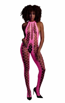 Bodystocking z Dekoltem Halter - Różowy - XS/XL